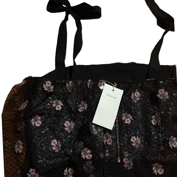 Saloni NWT Jemi Crop Black and Pink Layered Mesh - Picture 7 of 11